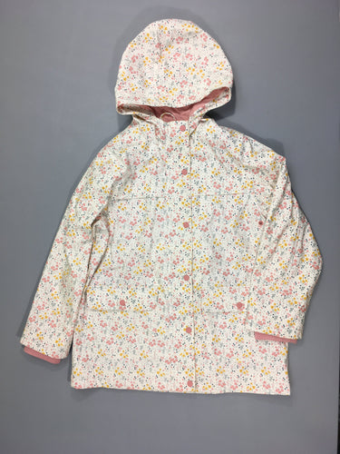 Veste cirée zippée blanc fleurs à capuche doublé jersey, moins cher chez Petit Kiwi