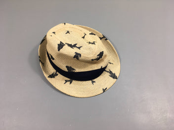 Chapeau fausse paille beige Requins bleus