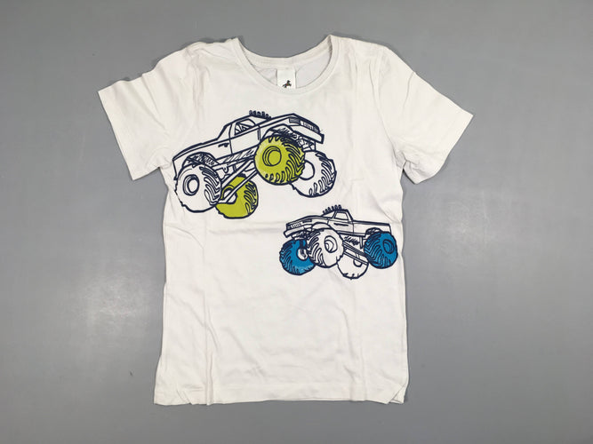 T-shirt m.c blanc Monster Truck-Bouloché, moins cher chez Petit Kiwi