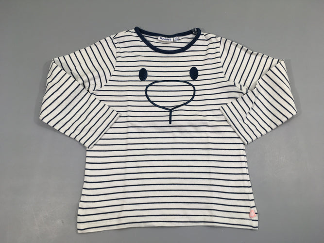 T-shirt m.l blanc rayé bleu ours, moins cher chez Petit Kiwi