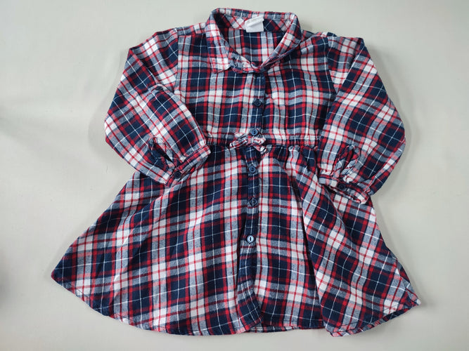 Robe chemise m.l à carreaux bleu marine/rouge/blanc, moins cher chez Petit Kiwi