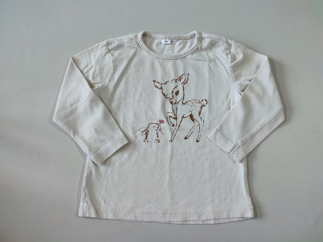 T-shirt m.l blanc cassé faon lapin, moins cher chez Petit Kiwi