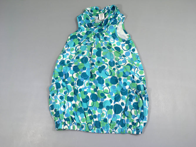 Robe boule s.m blanche motifs bleus verts, moins cher chez Petit Kiwi