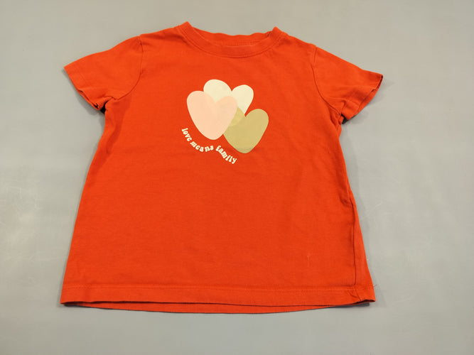 T-shirt m.c rouge , 3 coeurs "love means ...", moins cher chez Petit Kiwi