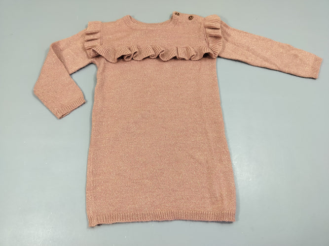 Robe ml vieux rose, à paillettes dorées 68% à ac.r.ylique, boulochée 17% polyamide 15% fils de métal, moins cher chez Petit Kiwi