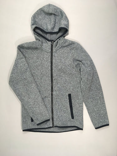 Sweat zippé à capuche gris chiné Légèrement bouloché, moins cher chez Petit Kiwi