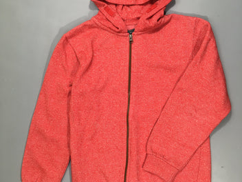 Sweat zippé à capuche rouge chiné clair