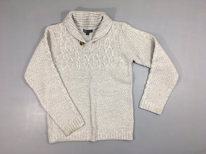 Pull mailles gris chiné col châle, moins cher chez Petit Kiwi