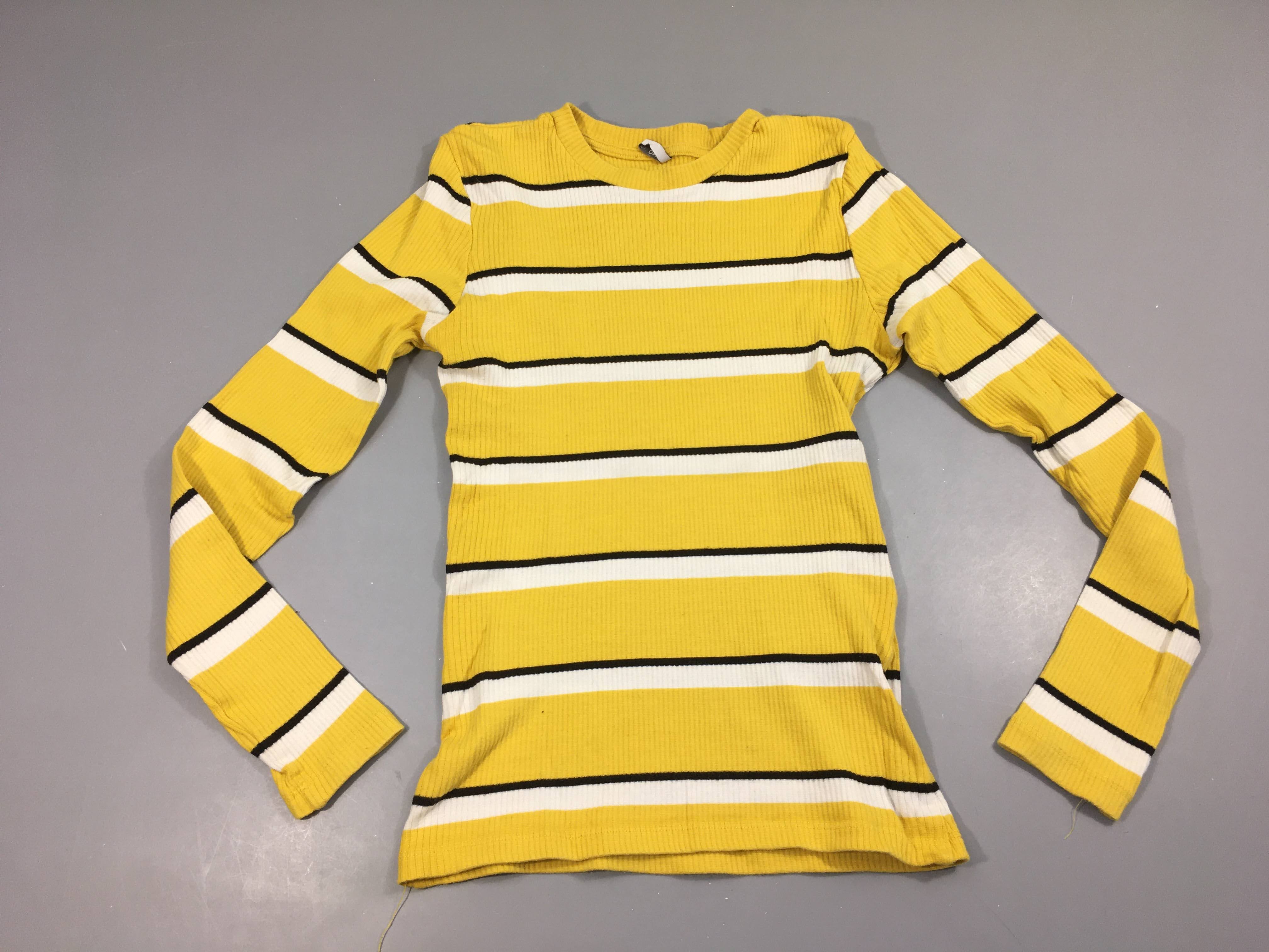 T-shirt m.l côtes jaune rayé blanc/noir