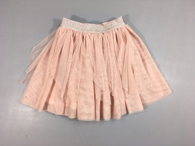 Jupe doublée rose pâle tulle minis pois irisés, moins cher chez Petit Kiwi