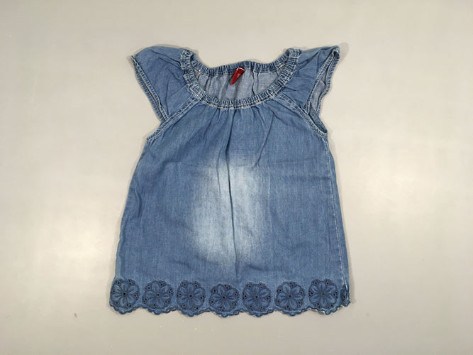 Blouse s.m Denim broderie bas, moins cher chez Petit Kiwi