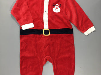 Pyjama velours de noël rouge avec tête de renne .75% coton 25% polyester