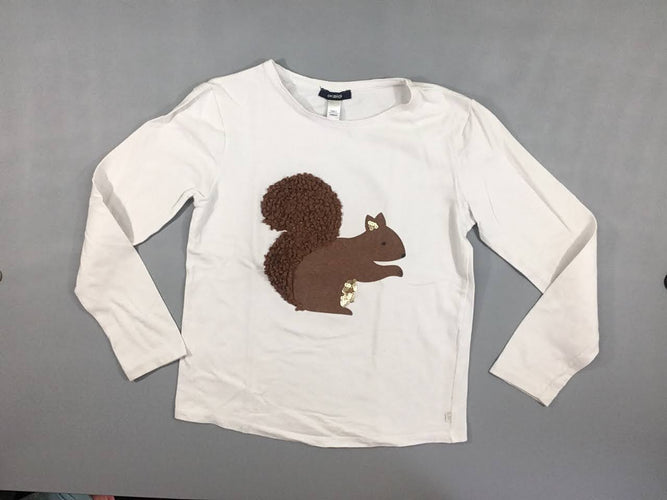 T-shirt m.l blanc écureuil tulle, légèrement bouloché, moins cher chez Petit Kiwi