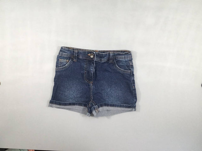 Short en jeans à revers, élasthane légèrement détendu à l'avant, moins cher chez Petit Kiwi