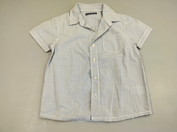 Chemise m.c blanche  à petits carreaux bleus