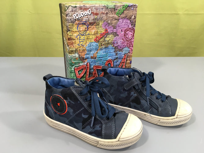 Bottines bleu foncé motifs, Poldino, état neuf, 26, moins cher chez Petit Kiwi