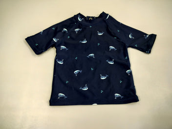T-shirt m.l anti-uv bleu marine , motifs dauphins