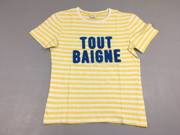 T-shirt m.c blanc rayé jaune Tout baigne