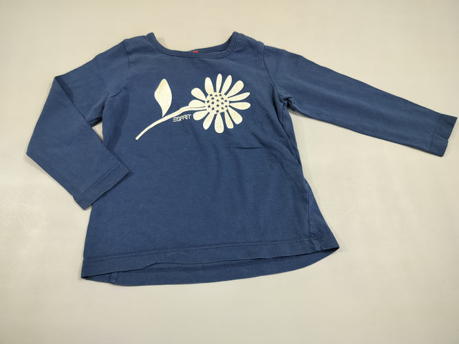 T-shirt m.l bleu marine fleur en paillettes argentées, moins cher chez Petit Kiwi