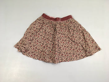 Jupe brune motifs vieux rose taille élastique velours