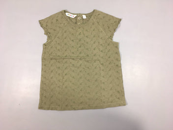 T-shirt m.c vert broderies, légèrement bouloché