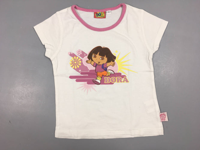 T-shirt m.c blanc/mauve Dora, moins cher chez Petit Kiwi