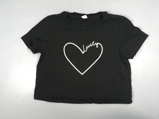 T-shirt m.c court noir coeur, moins cher chez Petit Kiwi