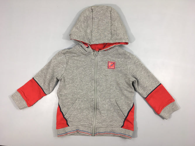 Sweat zippéà capuche gris chiné sportif, moins cher chez Petit Kiwi