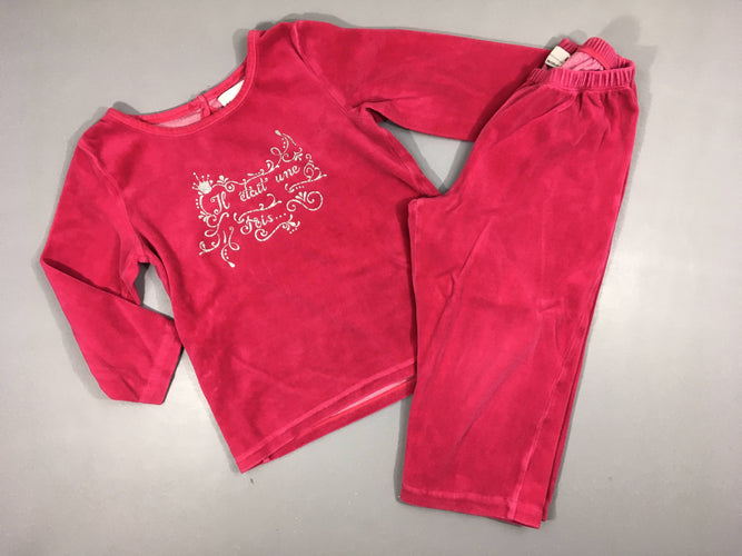 Pyjama 2pcs velours rose vif Il était une fois, moins cher chez Petit Kiwi