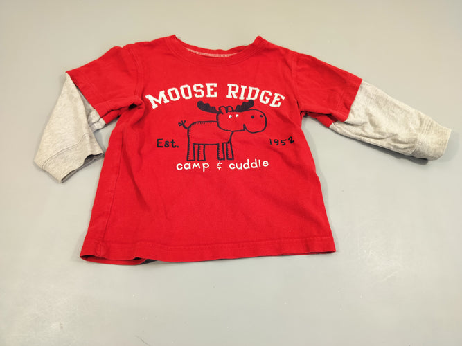 T-shirt m.l rouge et gris , élan "Moose Ridge", moins cher chez Petit Kiwi