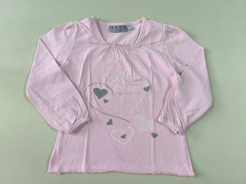 T-shirt m.l rose clair coeur en strass 