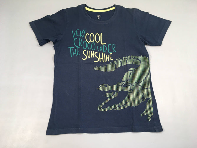 T-shirt m.c bleu foncé Cool Croco texturé, moins cher chez Petit Kiwi