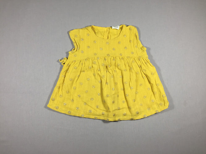 Robe s.m jaune texturée étoiles dorées, moins cher chez Petit Kiwi