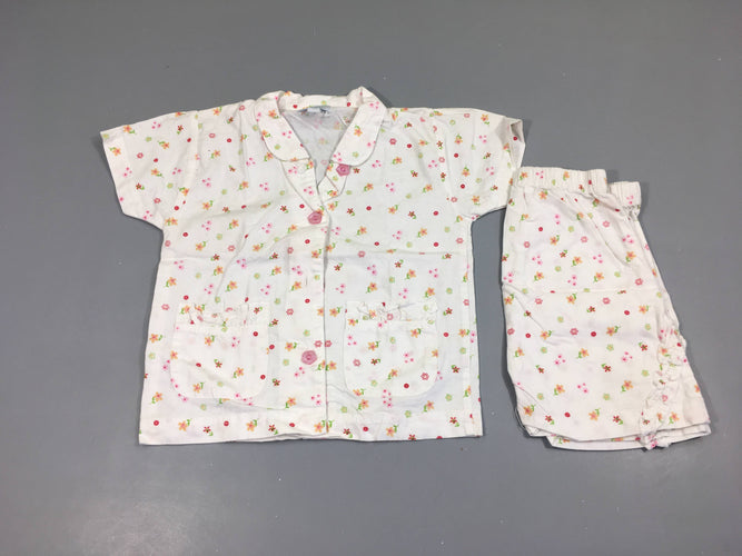 Pyjama 2 pcs coton blanc fleurs, moins cher chez Petit Kiwi