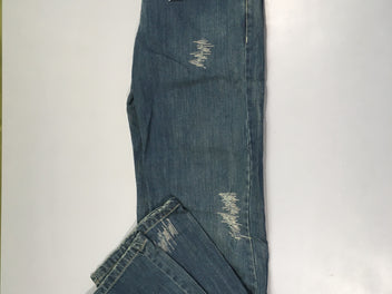 NEUF Jeans ample effet éraflé strass bouton