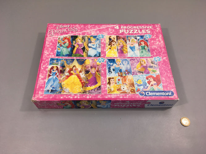 4 puzzles progessifs princesses Disney, 5+, moins cher chez Petit Kiwi