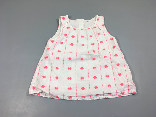 Blouse s.m blanc broderies roses, moins cher chez Petit Kiwi