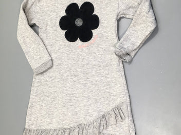 Robe sweat gris chiné fleur velours noir