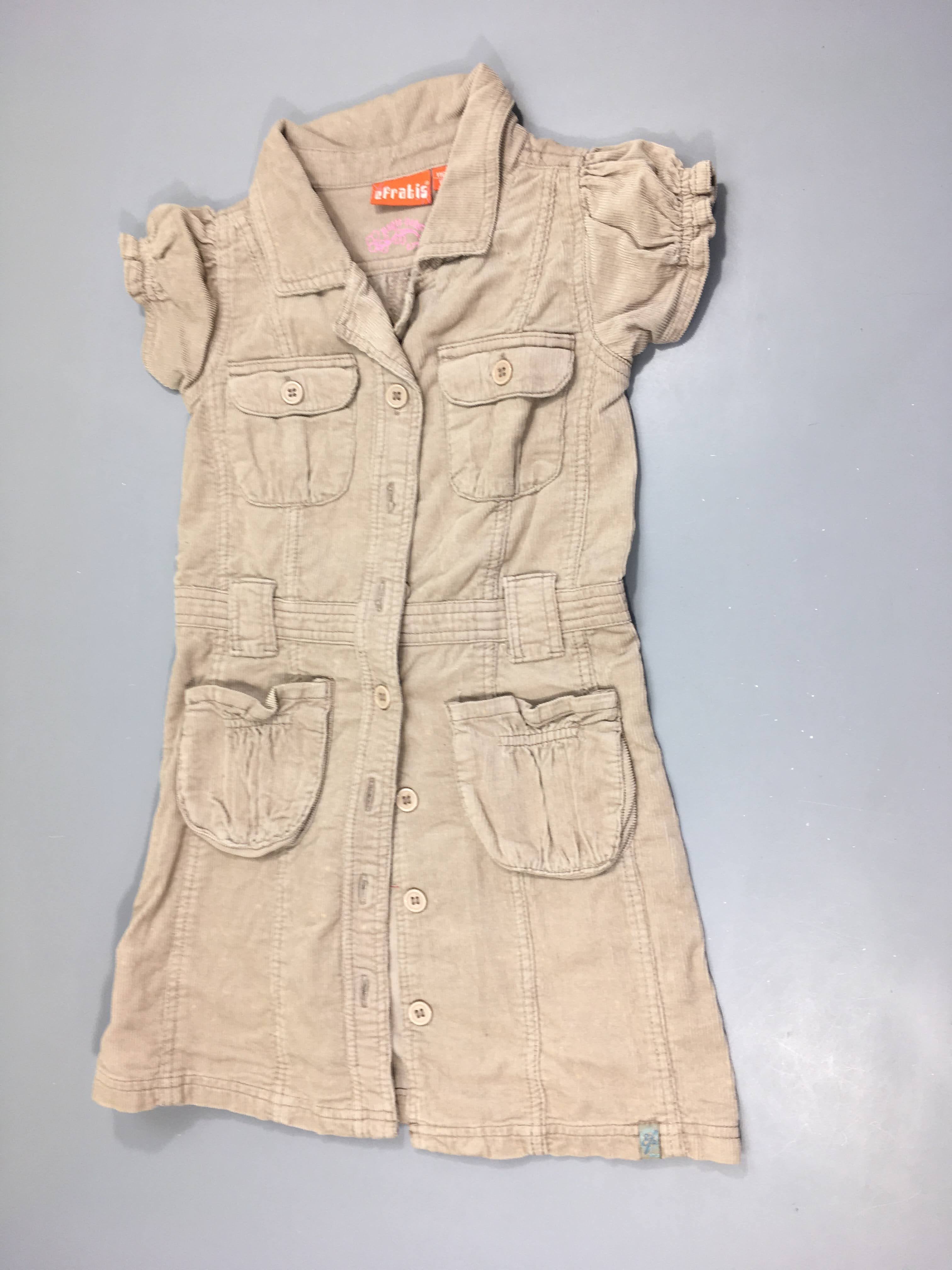 Robe chemise m.c velours côtelé beige