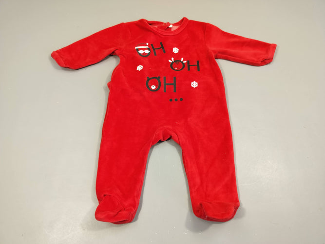 Pyjama velours rouge de noël "oh oh oh"  80% coton  20% polyester, moins cher chez Petit Kiwi