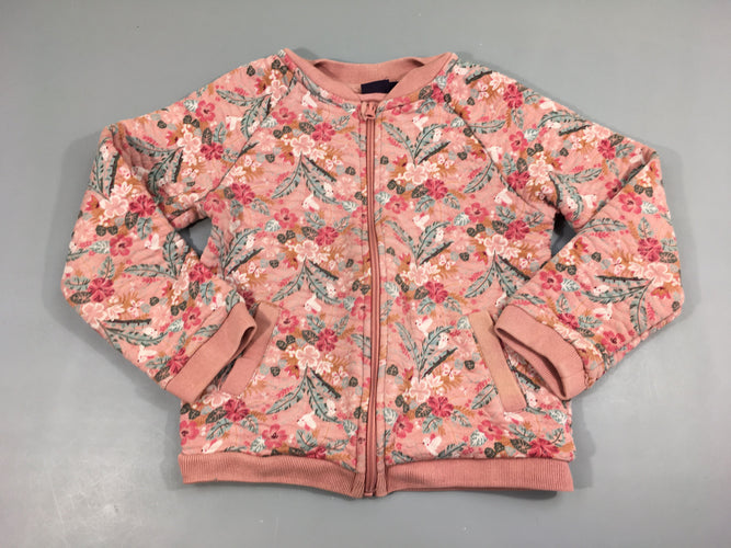 Sweat zippé rose fleurs, moins cher chez Petit Kiwi