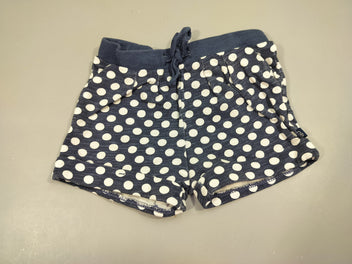 Short bleu marine flammé à pois blancs 100%  coton