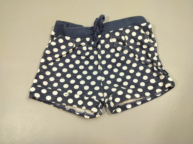 Short bleu marine flammé à pois blancs 100%  coton, moins cher chez Petit Kiwi