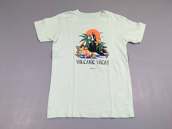 T-shirt m.c vert d'eau flammé Palmiers