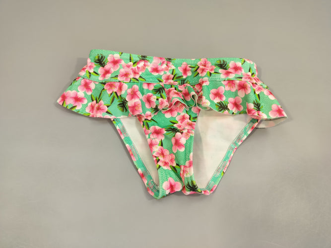 Culotte maillot fille vert , fleurs roses ( taille non indiquée, estimée 9m), moins cher chez Petit Kiwi