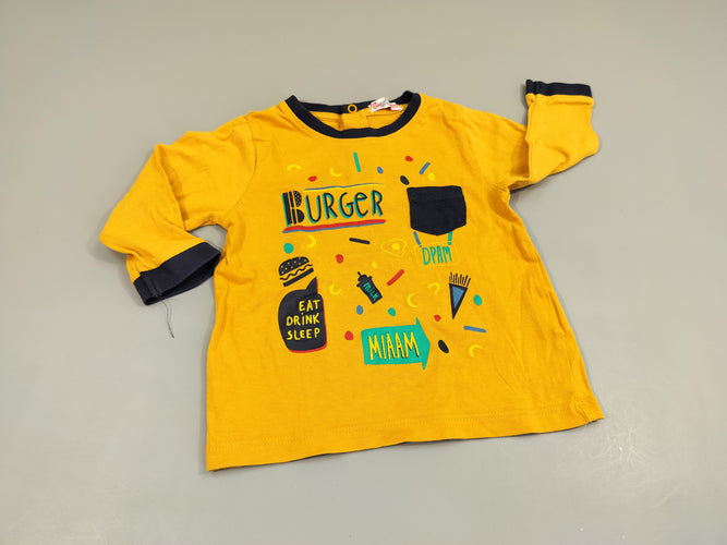 T-shirt m.l  poche jaune "Burger, DPAM, ...", moins cher chez Petit Kiwi