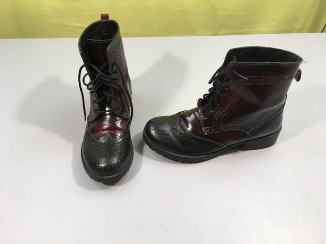 Bottines vernies noir/bordeaux foncé, Initiale Paris, 37, moins cher chez Petit Kiwi