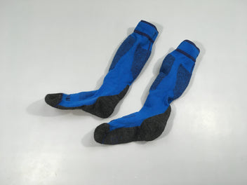 Chaussettes de ski laine bleu, 31/34, boulochées