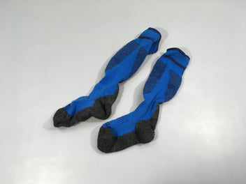 Chaussettes de ski laine bleu, 31/34, boulochées