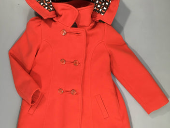 Manteau orangé à capuche amovible-Légèrement bouloché